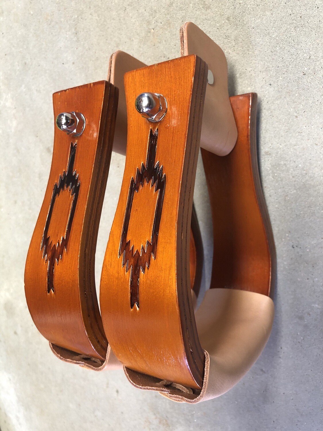 Bell Wood Stirrups Southwest Embossed