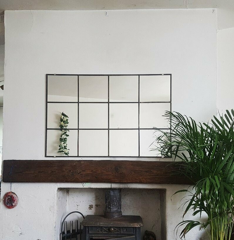 Industrial Style Leaded Window Mirror Slate grey/Industrial copper