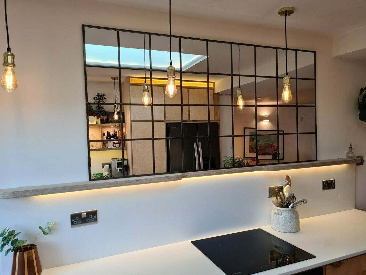 Industrial Style Grid Mirror trio 2x3ft (6x3ft total)