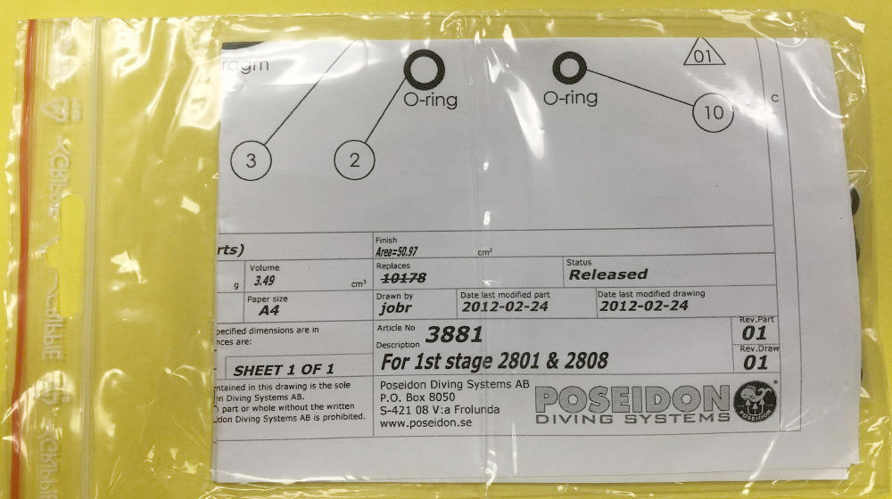 Service Kit Poseidon 1st Stage Regulator Service Kit 3881