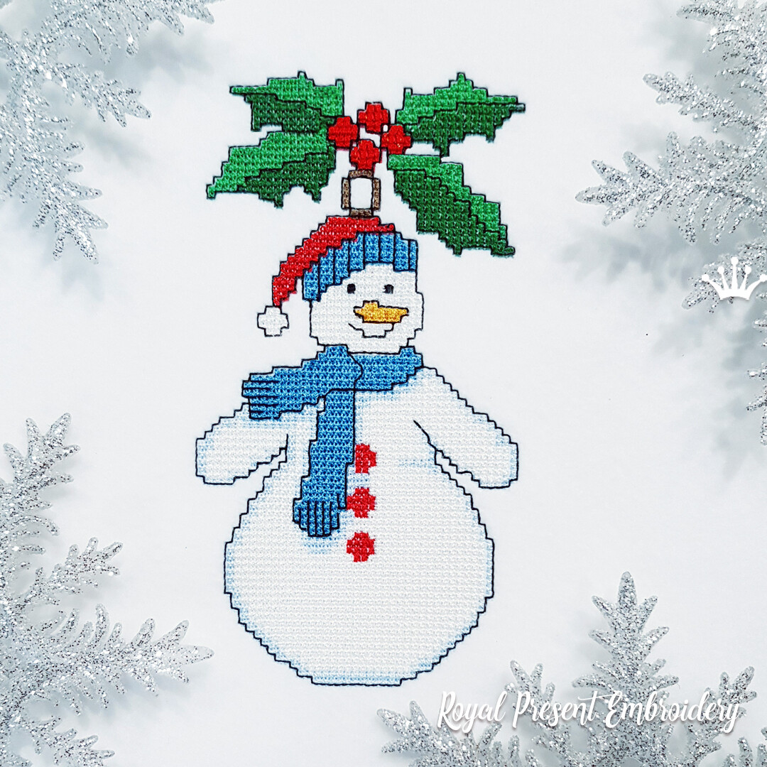 Snowman Christmas Toy Crossstitch Machine Embroidery Design Royal
