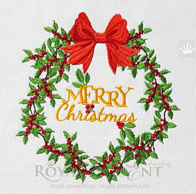Christmas mistletoe Wreath Machine Embroidery Design Royal Present Embroidery machine