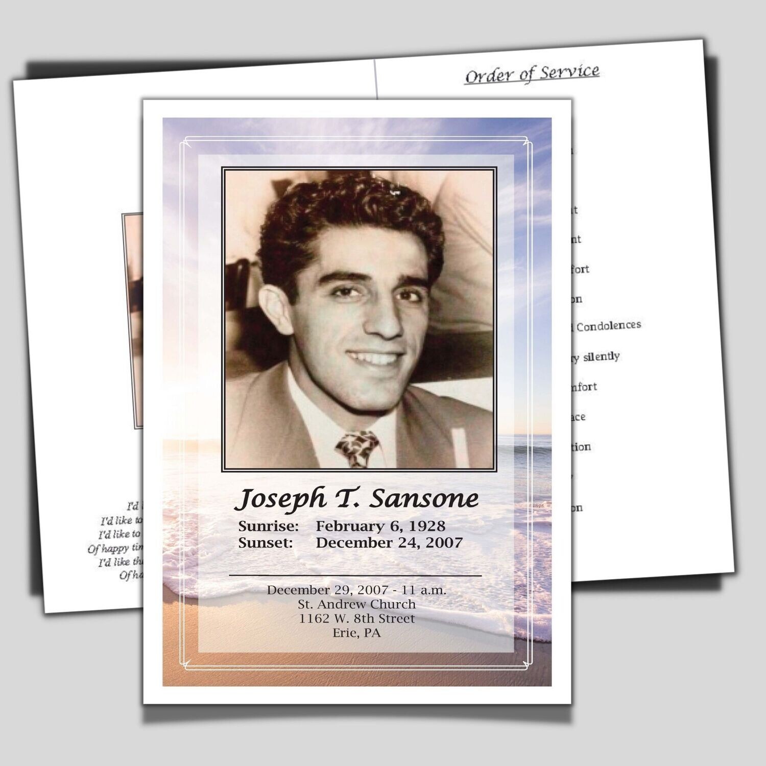 Funeral Program Set of 50 Custom Memorial Service Obituary Booklet