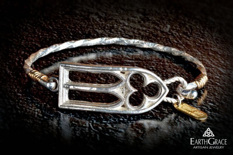 Sterling Silver Chapel Window bracelet with 14k Gold Filled accents.
