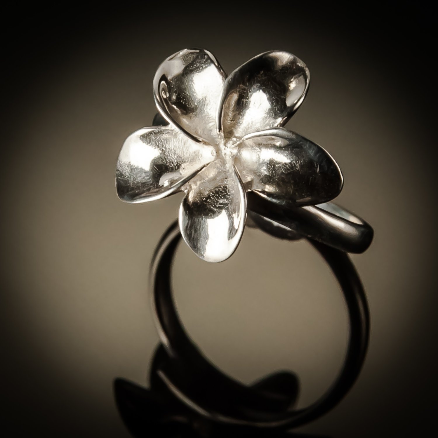 Frangipani Flower Sterling Silver Ring Jinja Jewelry