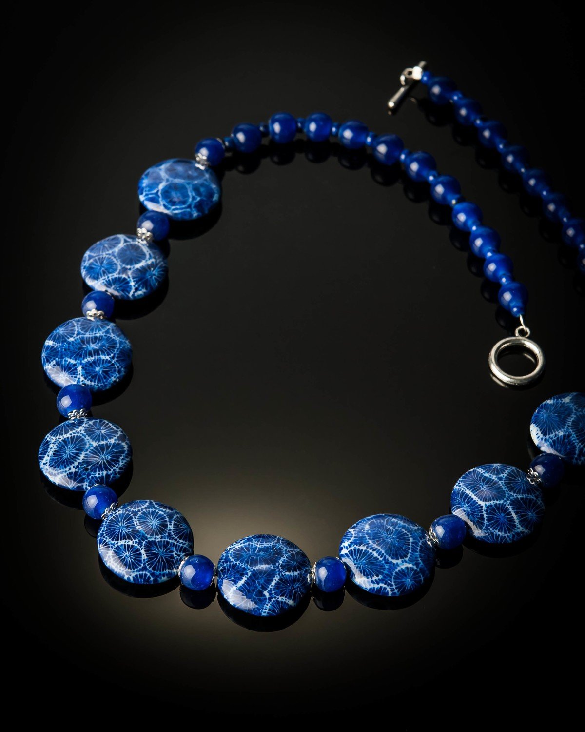 Blue Coral Blue Glass Beads Large Necklace Jinja Jewelry