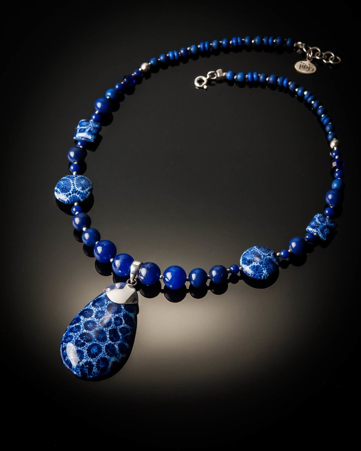 Blue Coral Pendant Bead Necklace Jinja Jewelry