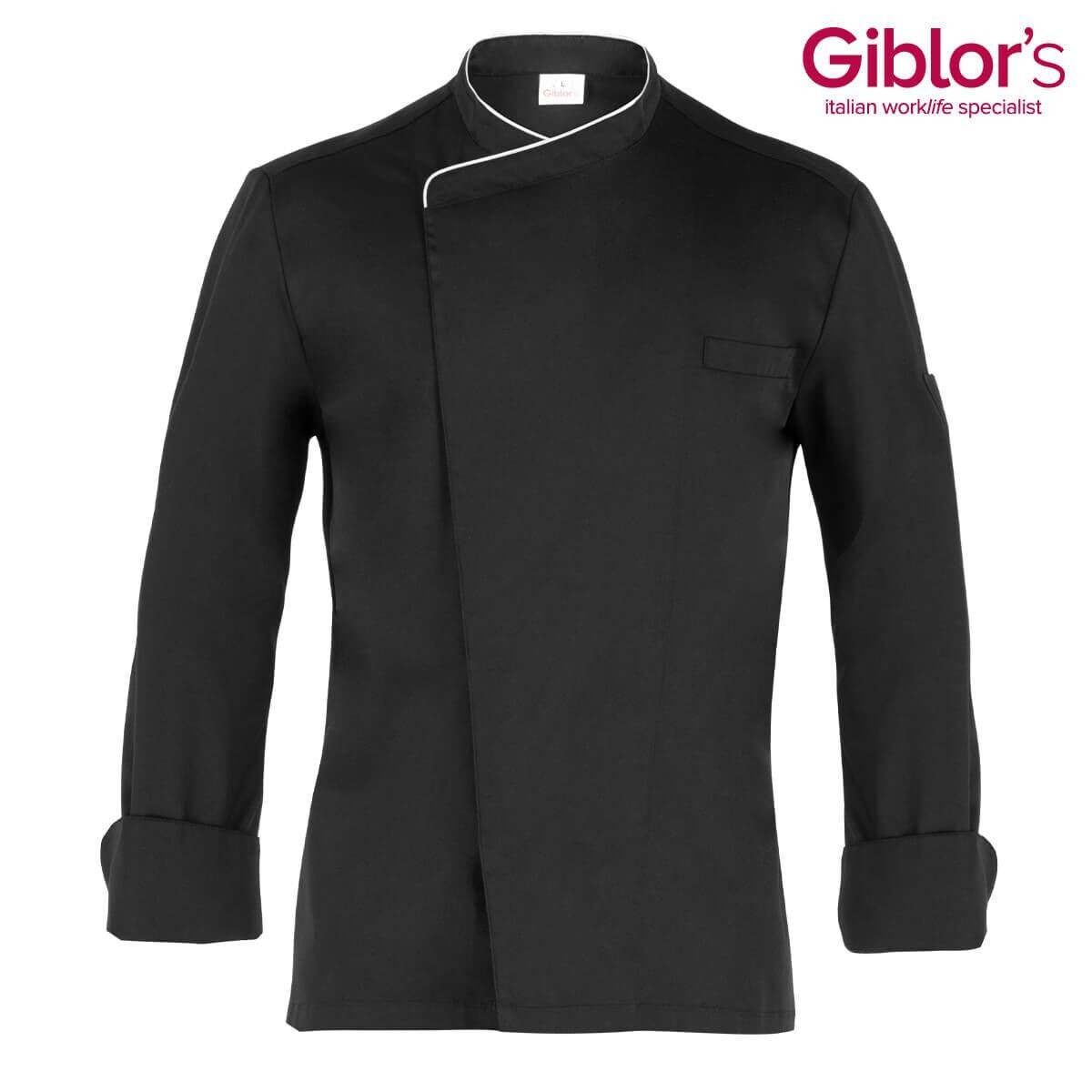 Giacca Da Cuoco Nera Thiago Slim Mezza Manica - Giblor’s