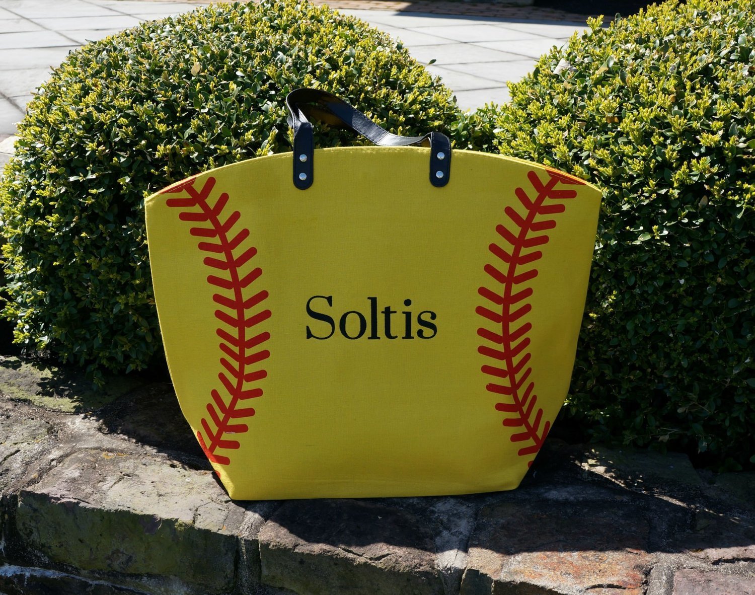 Monogrammed Canvas Softball Tote Bag