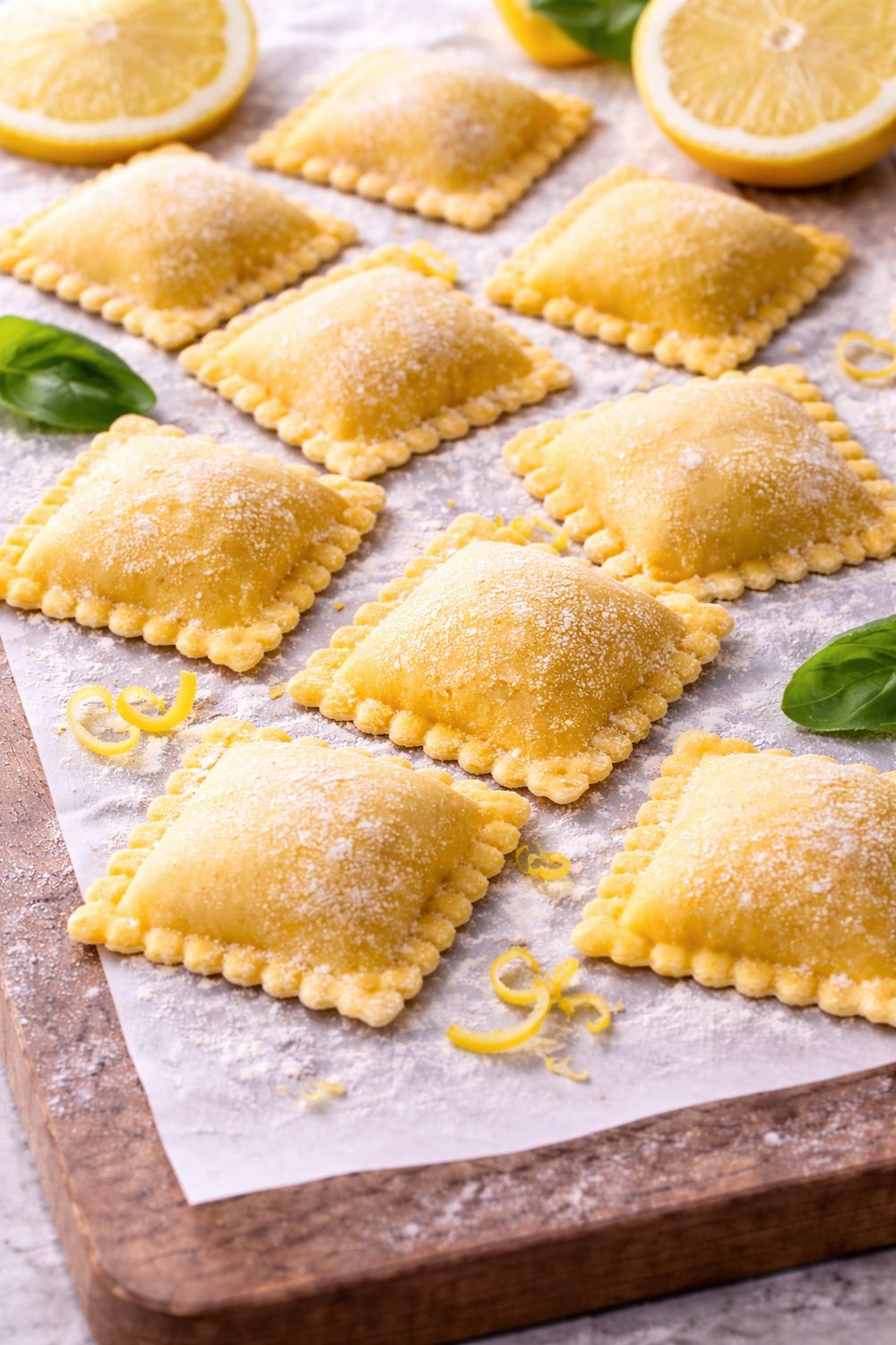 Zitrone und Bufala Ravioli