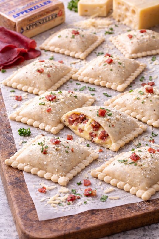 Mostbröckli und Appenzeller Ravioli