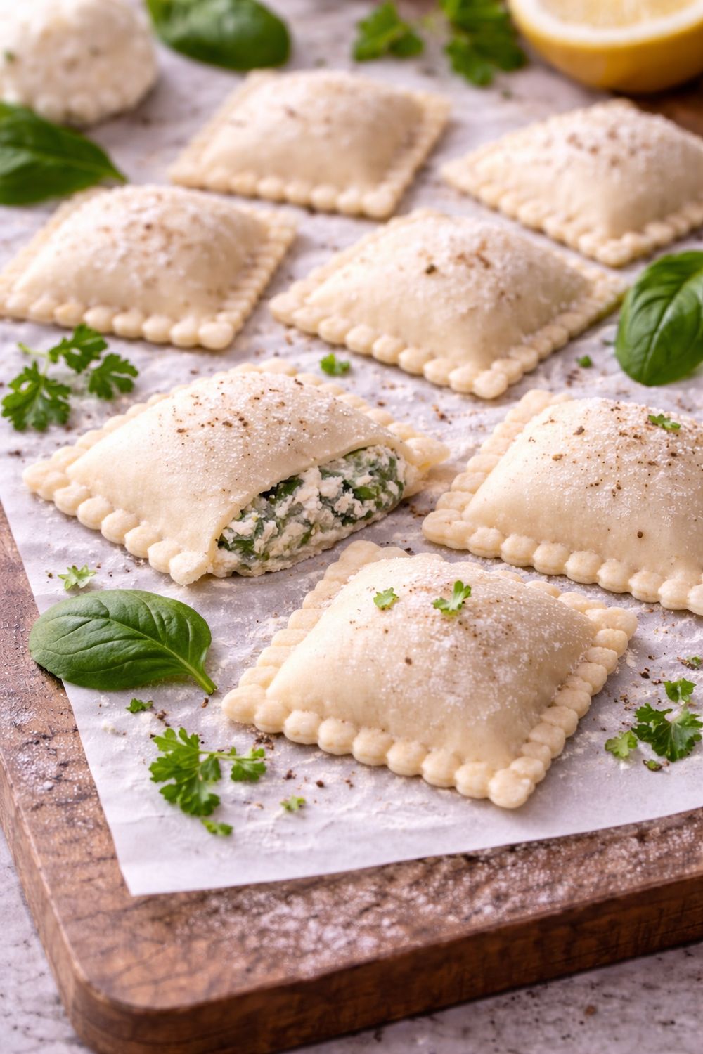 Ricotta und Spinat Ravioli