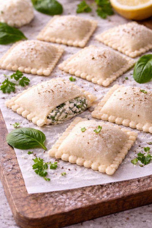 Ricotta und Spinat Ravioli