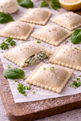 Ricotta und Spinat Ravioli