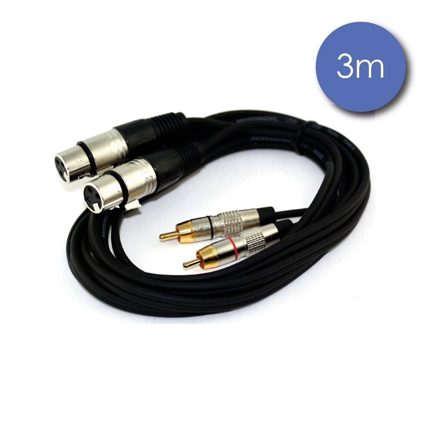 Câble 3m XLR 3 PIN Femelle RCA Mâle