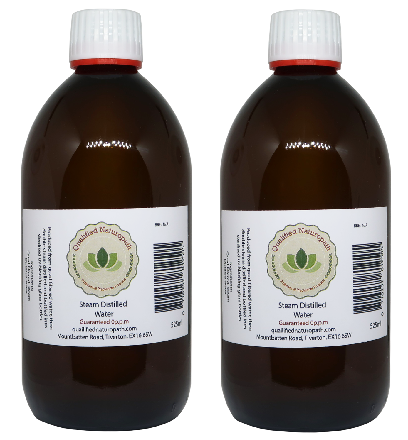 525ml 0ppm Pure Food Grade Distilled Water in a glass UV resistant bottle