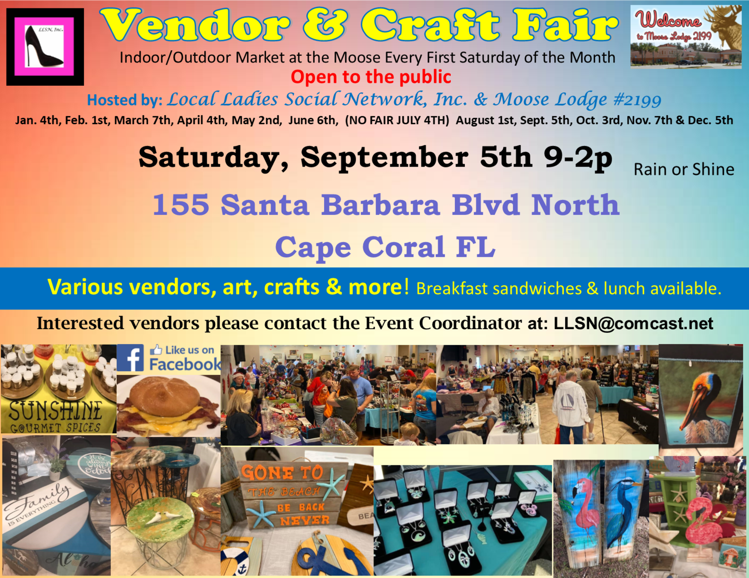 Vendor Craft Fair September 5th 2020 OUTSIDE SPOT 10x10 Area 