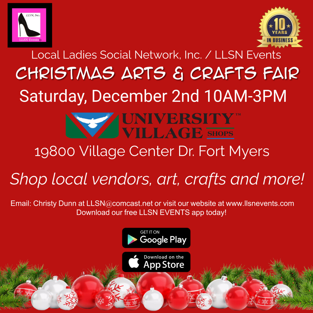 Christmas Arts & Crafts Fair Fort Myers Dec 2nd University Village Shops