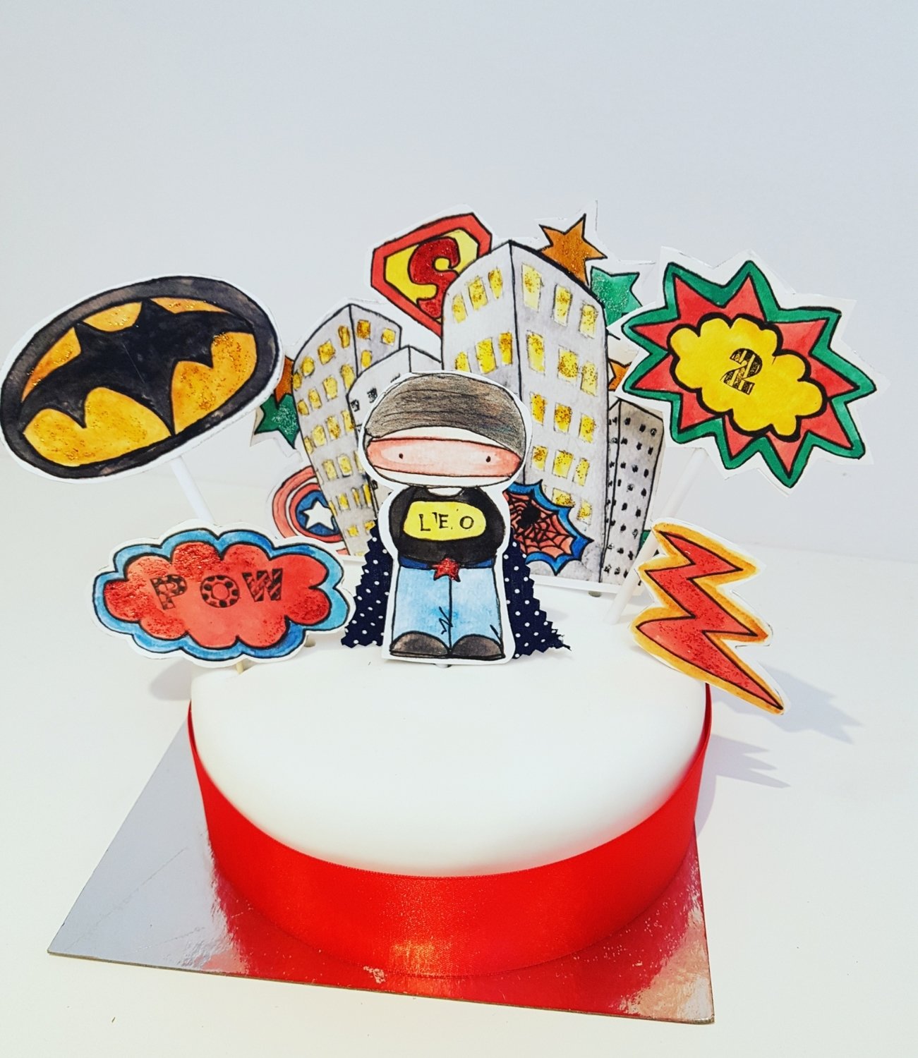 Superhero cake topper set