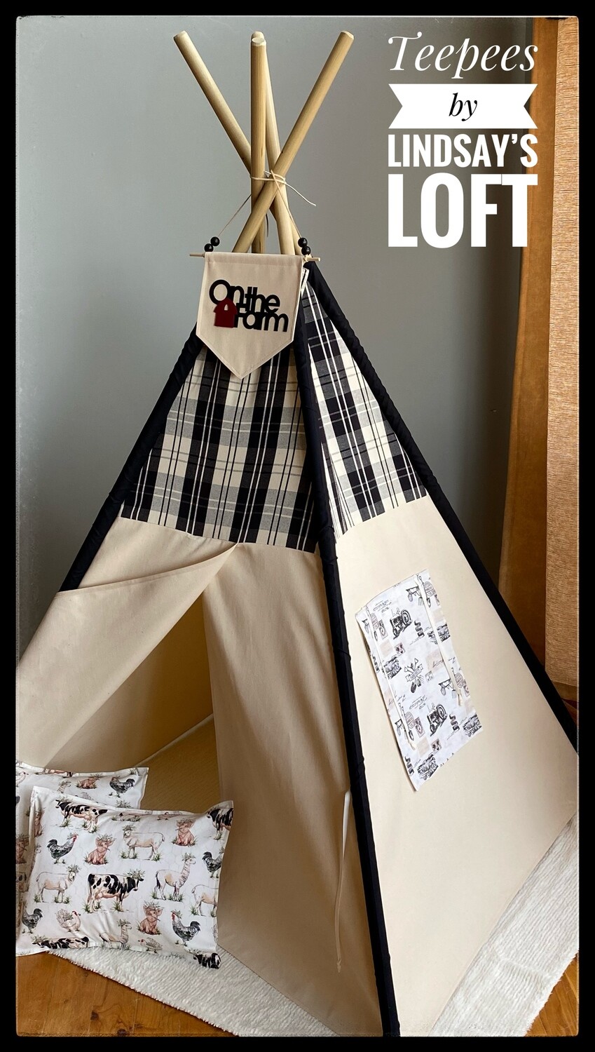 On the Farm Teepee, Play Tent, Reading Nook, Handmade Teepee, Kids Room Decor , Children's ...