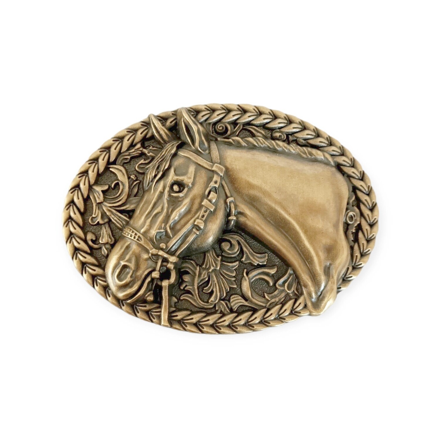 Boucle De Ceinture Western Cheval Motif Corde - Métal Couleur Deux Tons
