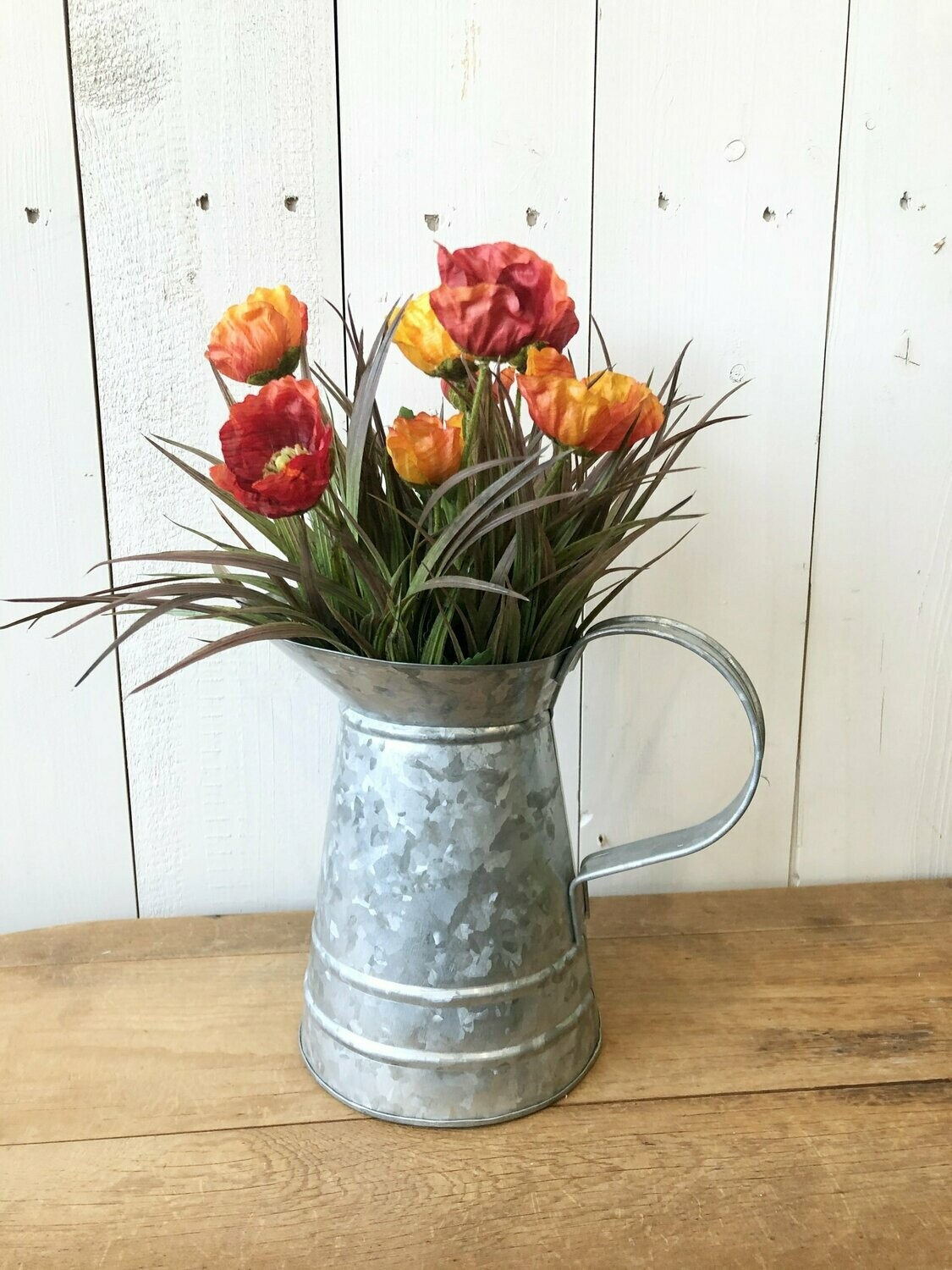 Poppy Grass Metal Pitcher Arrangment