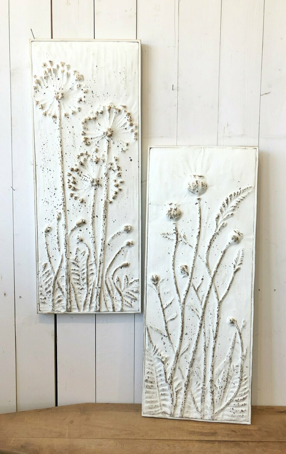 Matte Metal Embossed Flowers Set of 2 Wall Art
