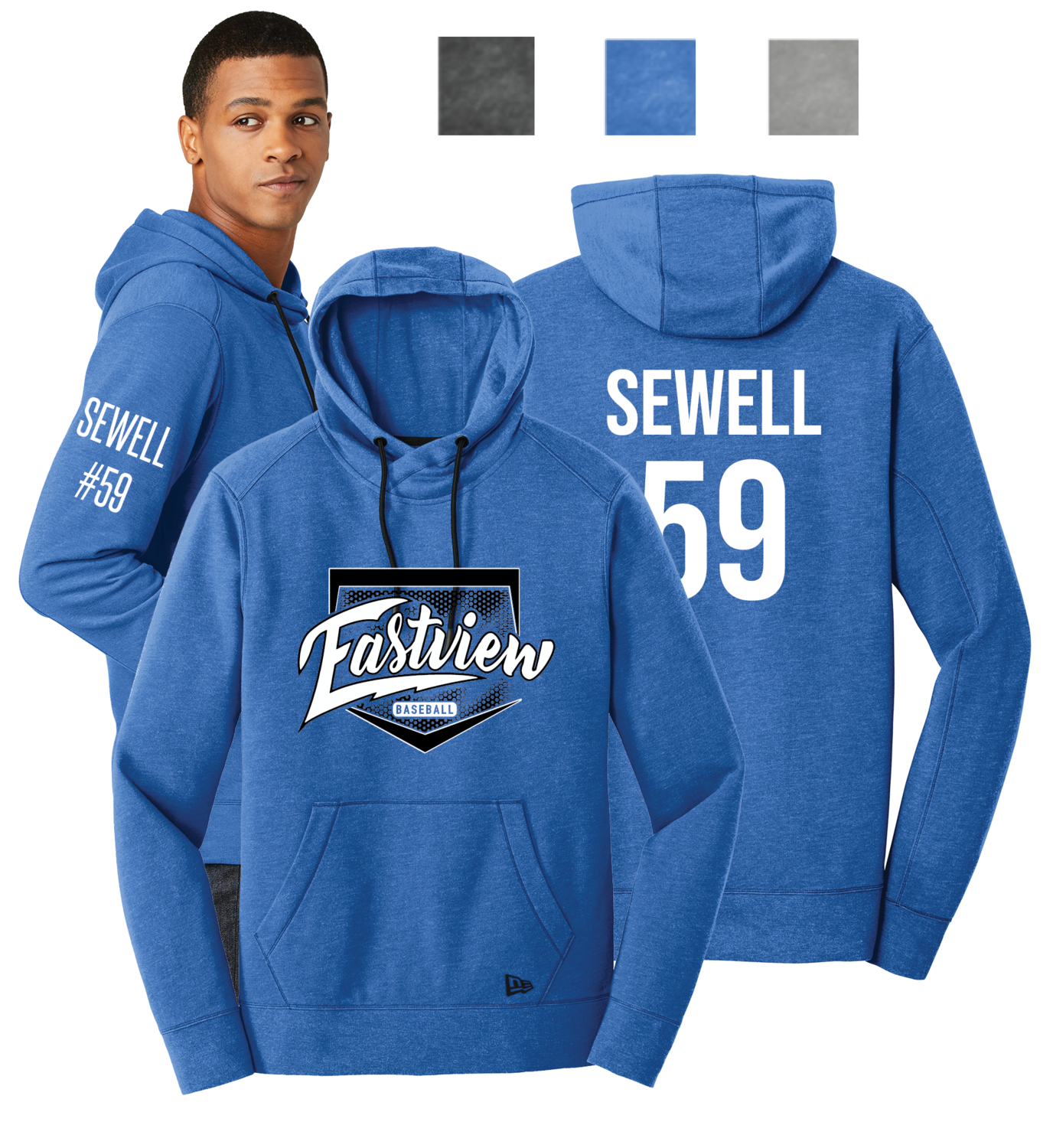 Eastview Baseball Men's New Era TriBlend Pullover Hoodie