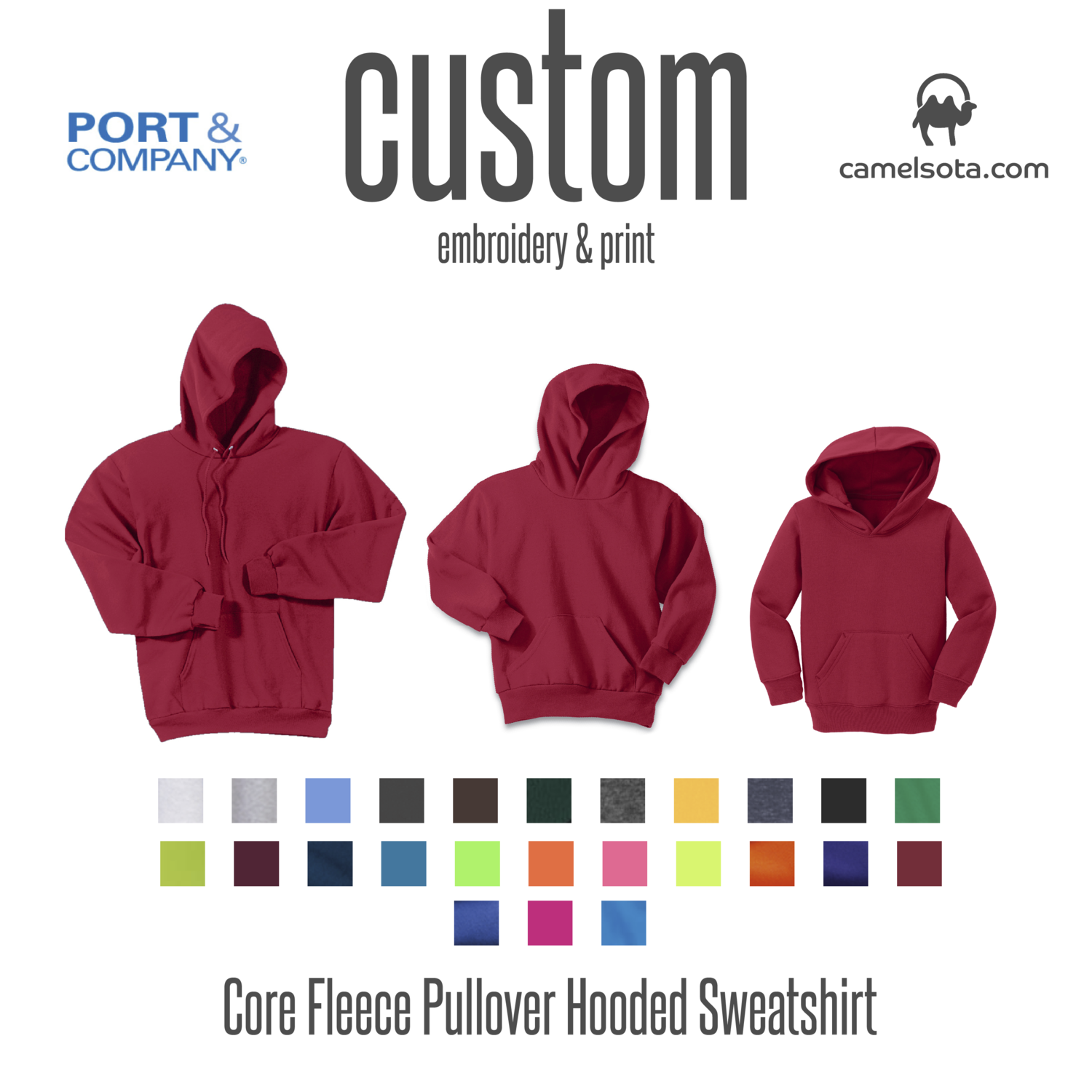 Custom Port & Company Core Fleece Hooded Pullover