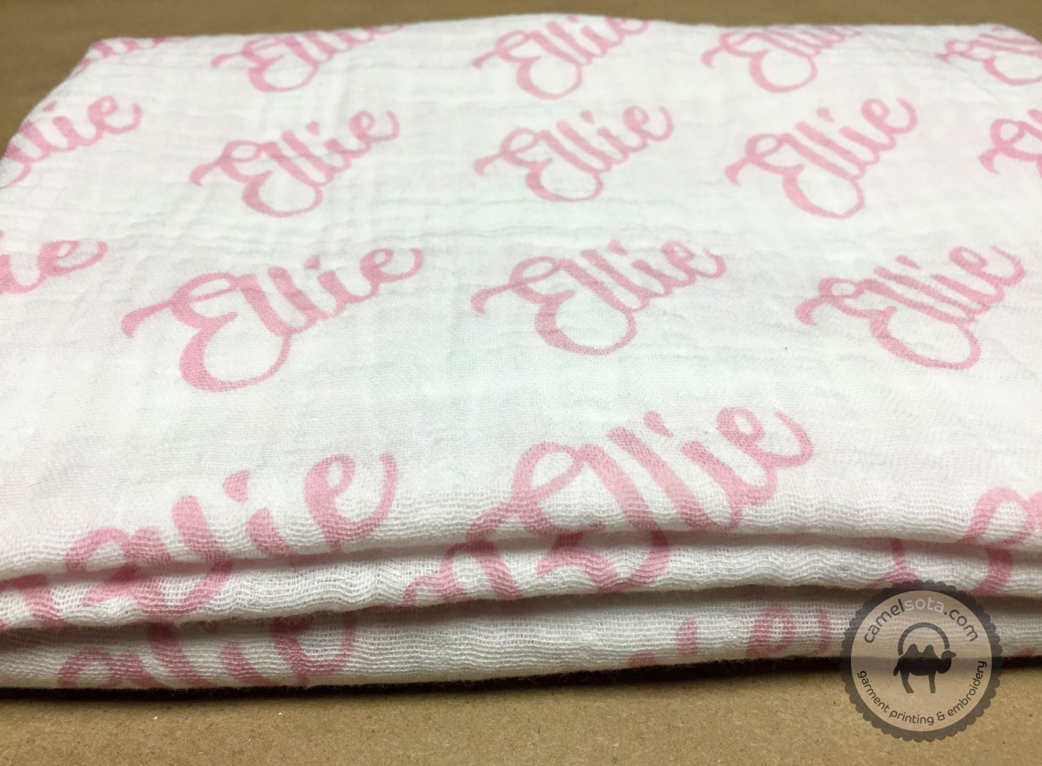 Double Gauze Baby Swaddle Blanket With Custom Name, 45"x45"