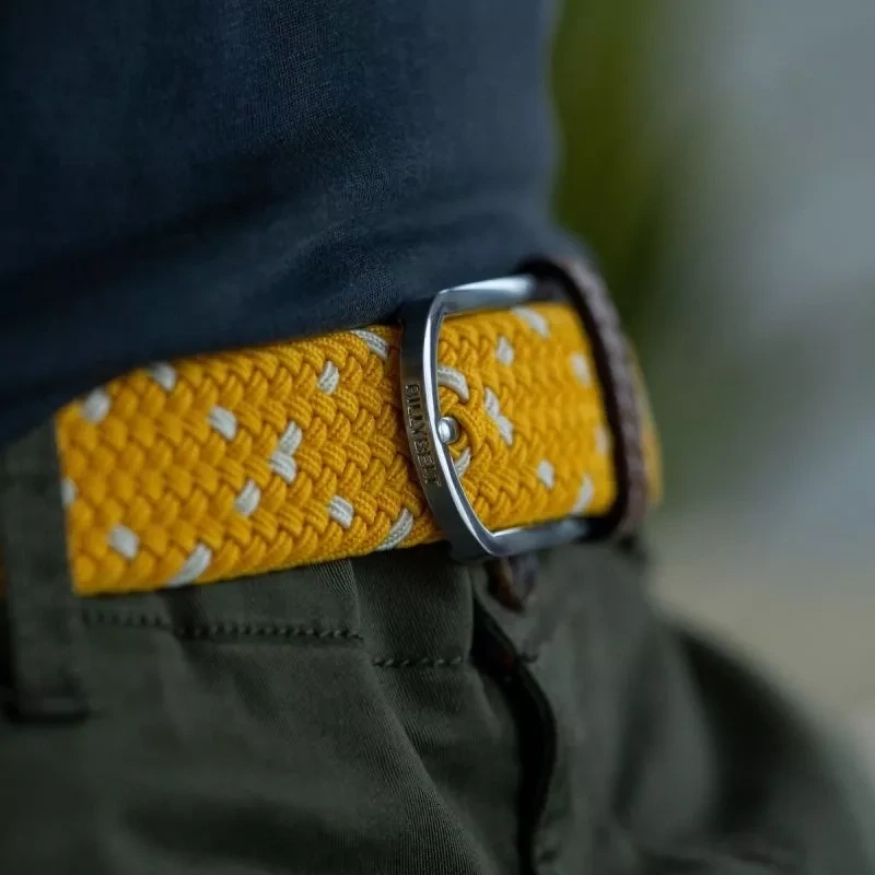 Ceinture Tressée Élastique Bruce Field - Noir Et Orange - Taille 105 Cm - Look Casual