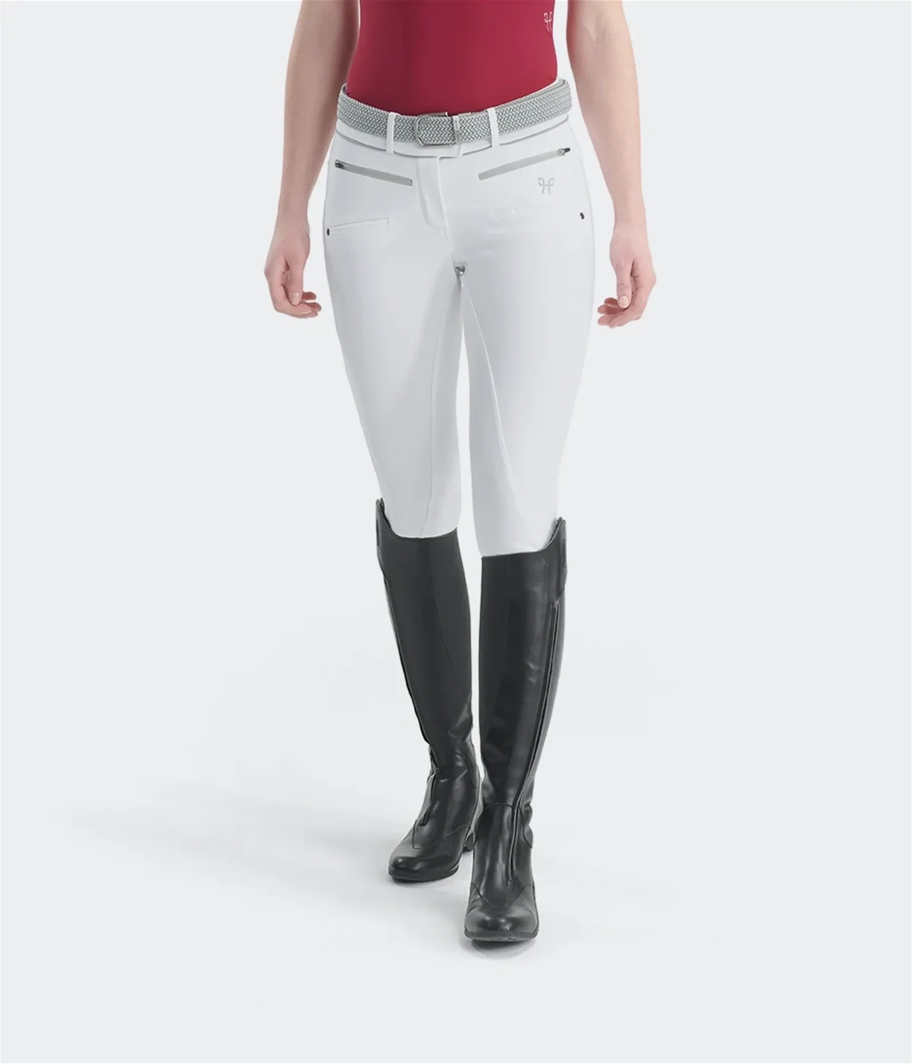 Culotte pilote cheval, pantalon X Balance, noir avec tuyauterie orange, XS