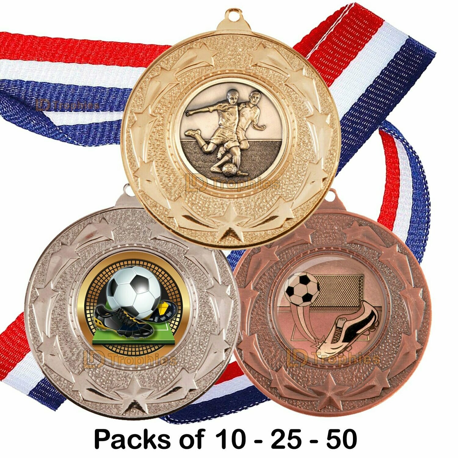 Football Medals & Ribbons Packs & Centres LD Trophies