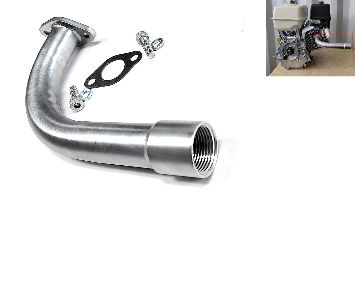 Exhaust Pipe with 1" SS female thread for Predator 301cc, 420cc, GX240