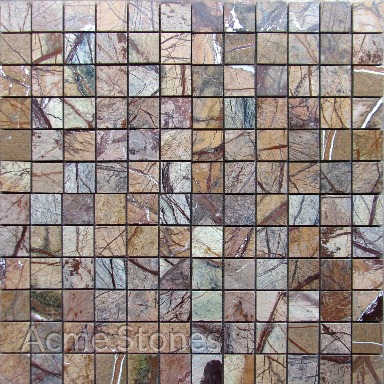 Regular Mosaic Rainforest Brown Polished - Stone Tiles | - Acme Stones