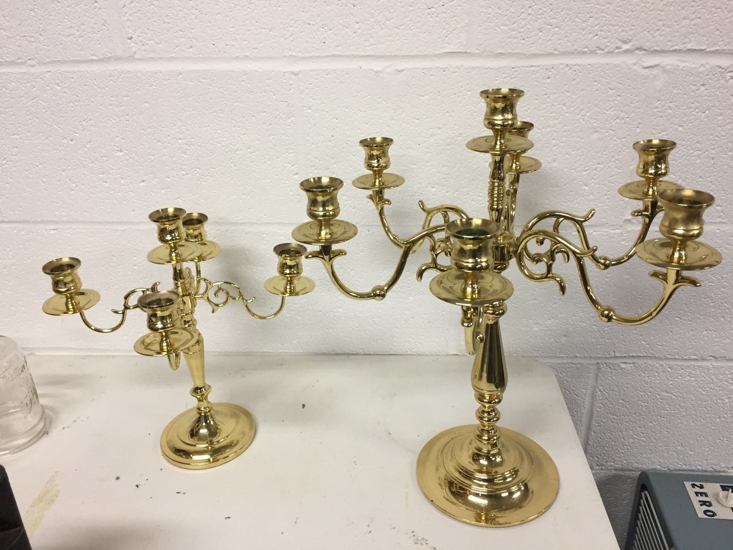Polished Brass Candelabras