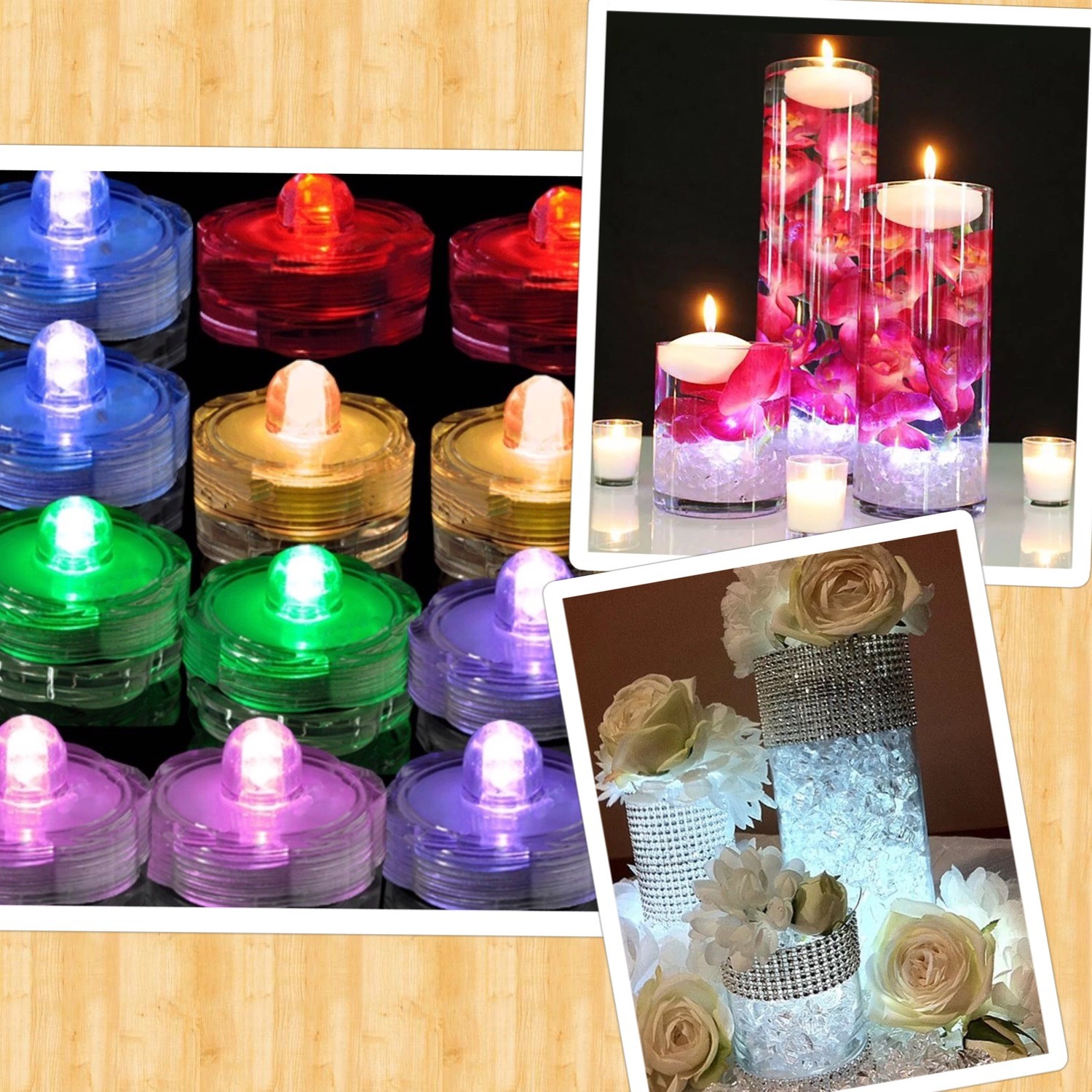 5 10 20 30 Bright Submersible LED Floral Tea Light Vase Party Wedding