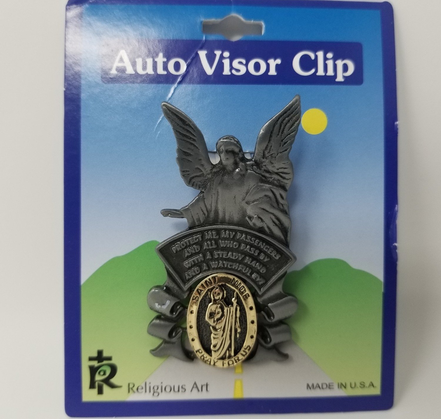 St. Jude with Angel Auto Visor Clip