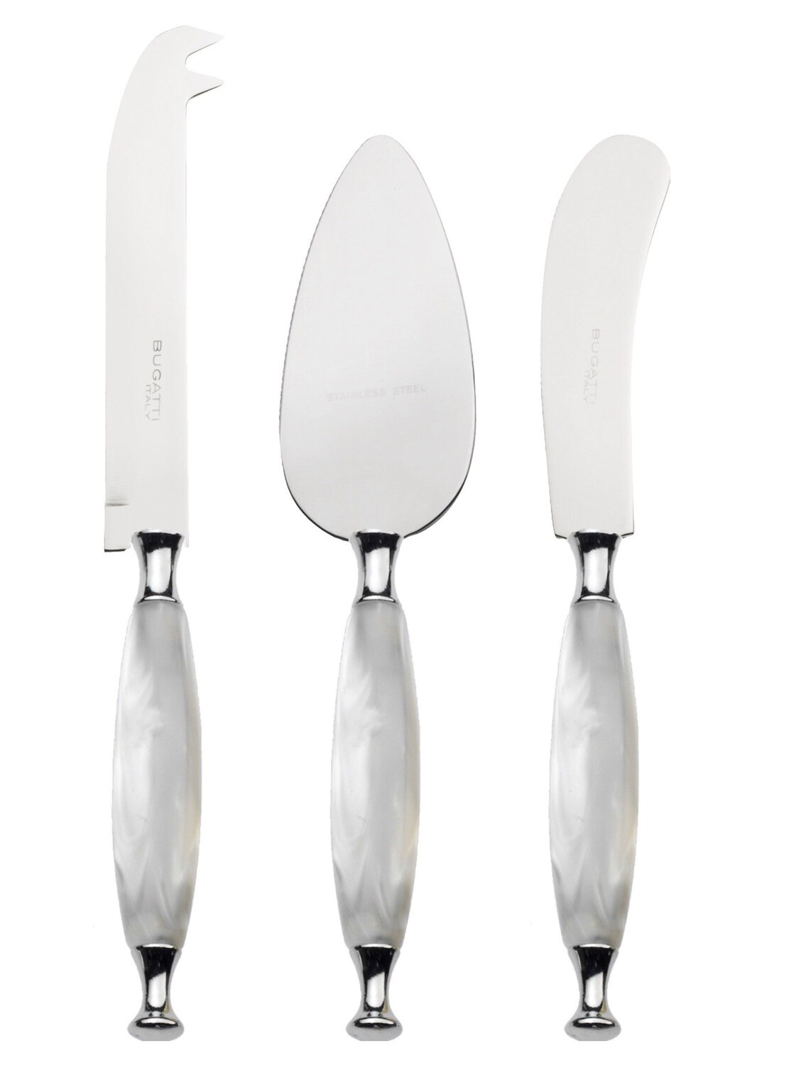 Country 3 Piece Cheese Knives Set white