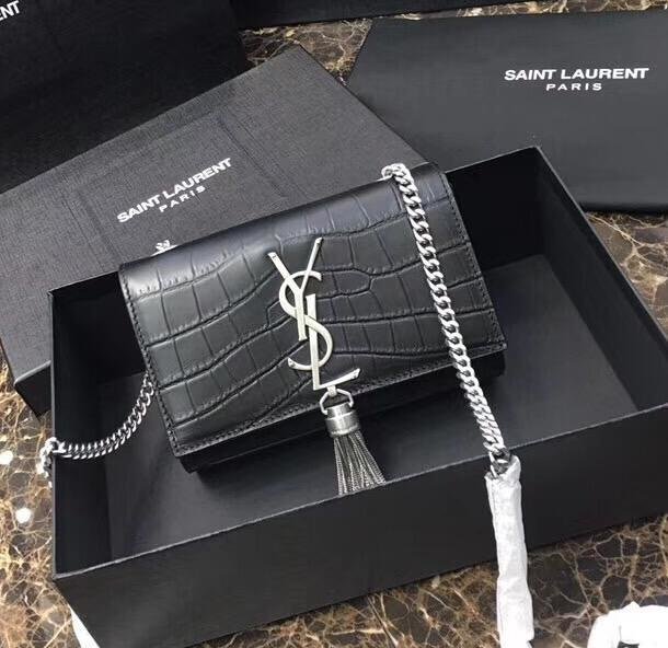 IN STOCK 11 Saint Laurent YSL Monogram Small Kate Tassel CrocodileEmbossed Shoulder Bag