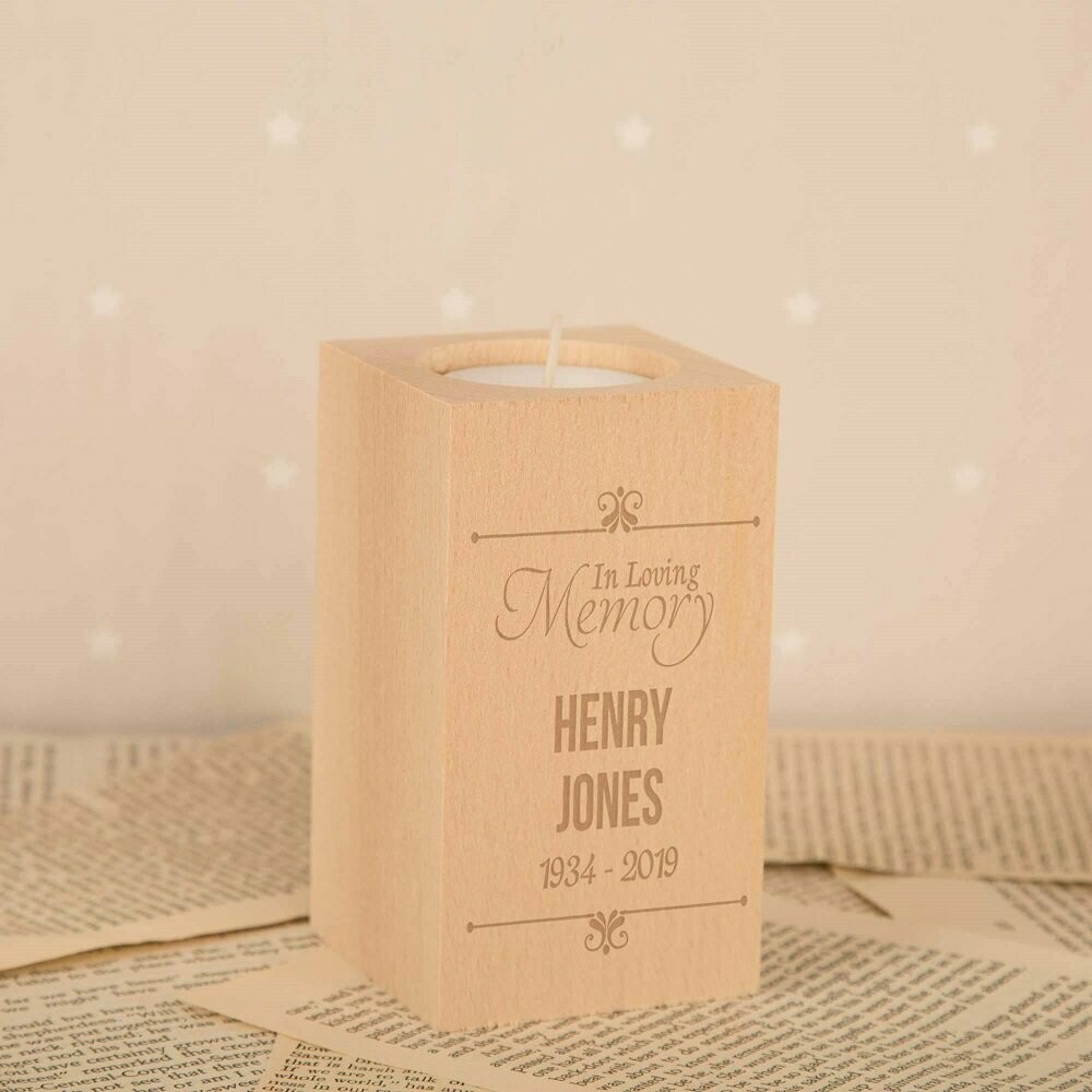 In Loving Memory Wooden Memorial Tealight Holder
