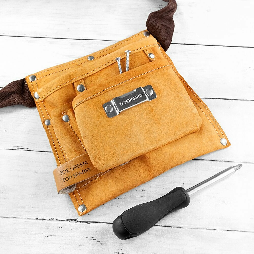 PERSONALISED 6POCKET LEATHER TOOL BELT