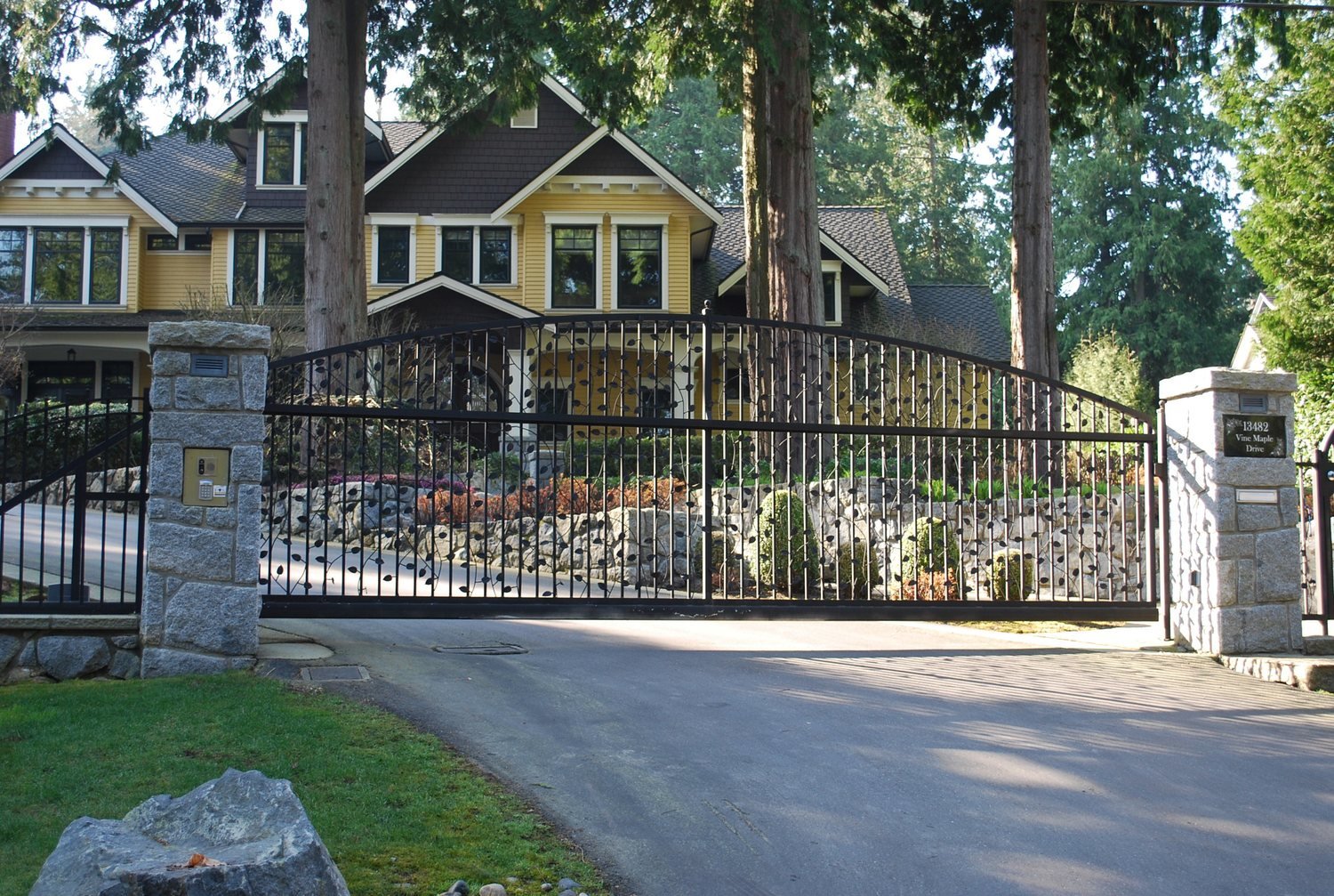 Woodcrest Cantilever Gate Vancouver custom iron gates, Vancouver