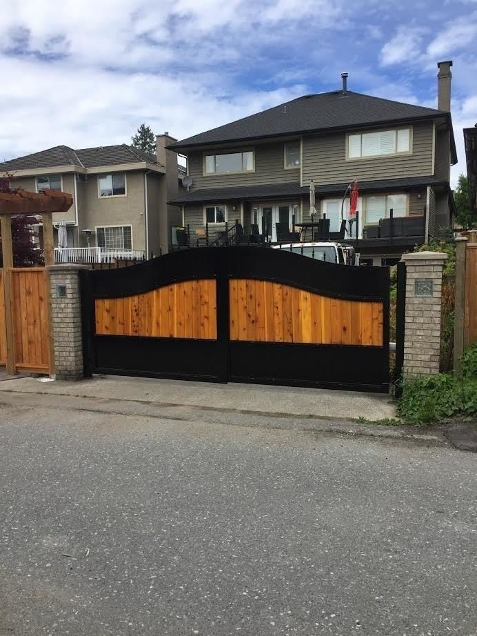 Steel and Wood Double Swing Gate Vancouver custom iron gates