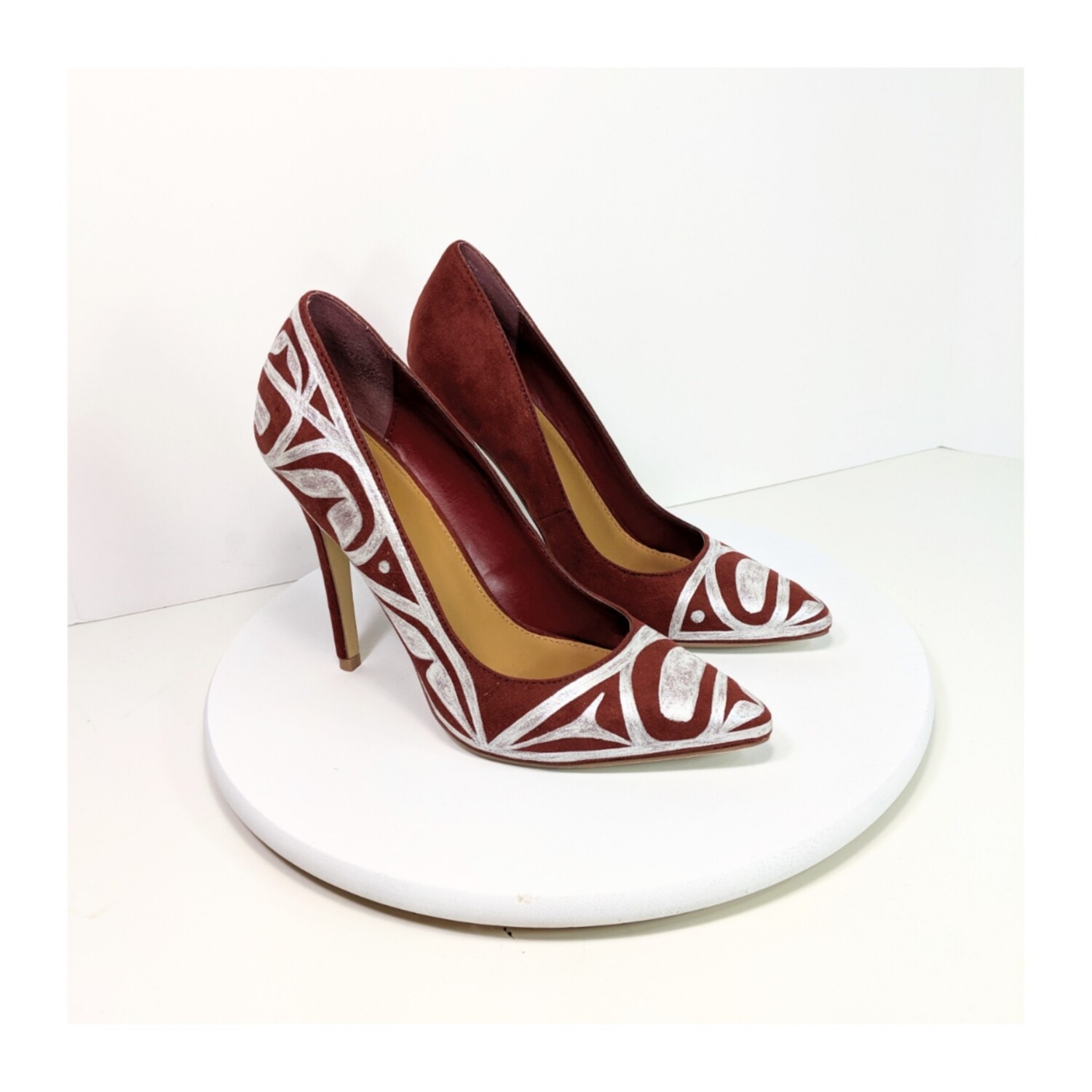 Burgundy Suede Heels 9