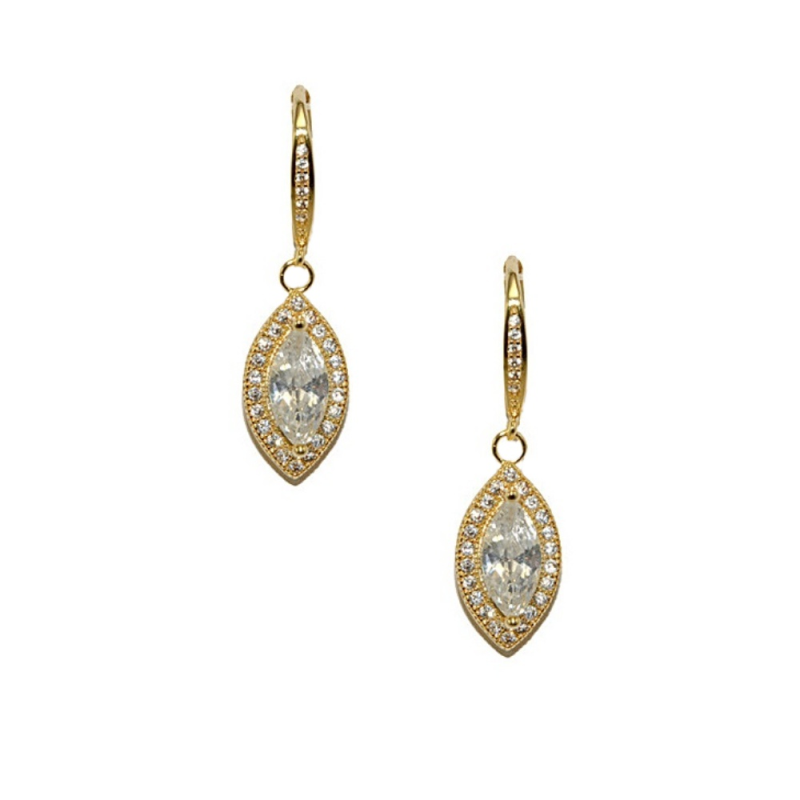 Cubic Zerconia Collection Dainty Crystal Drop Earrings Rose Gold