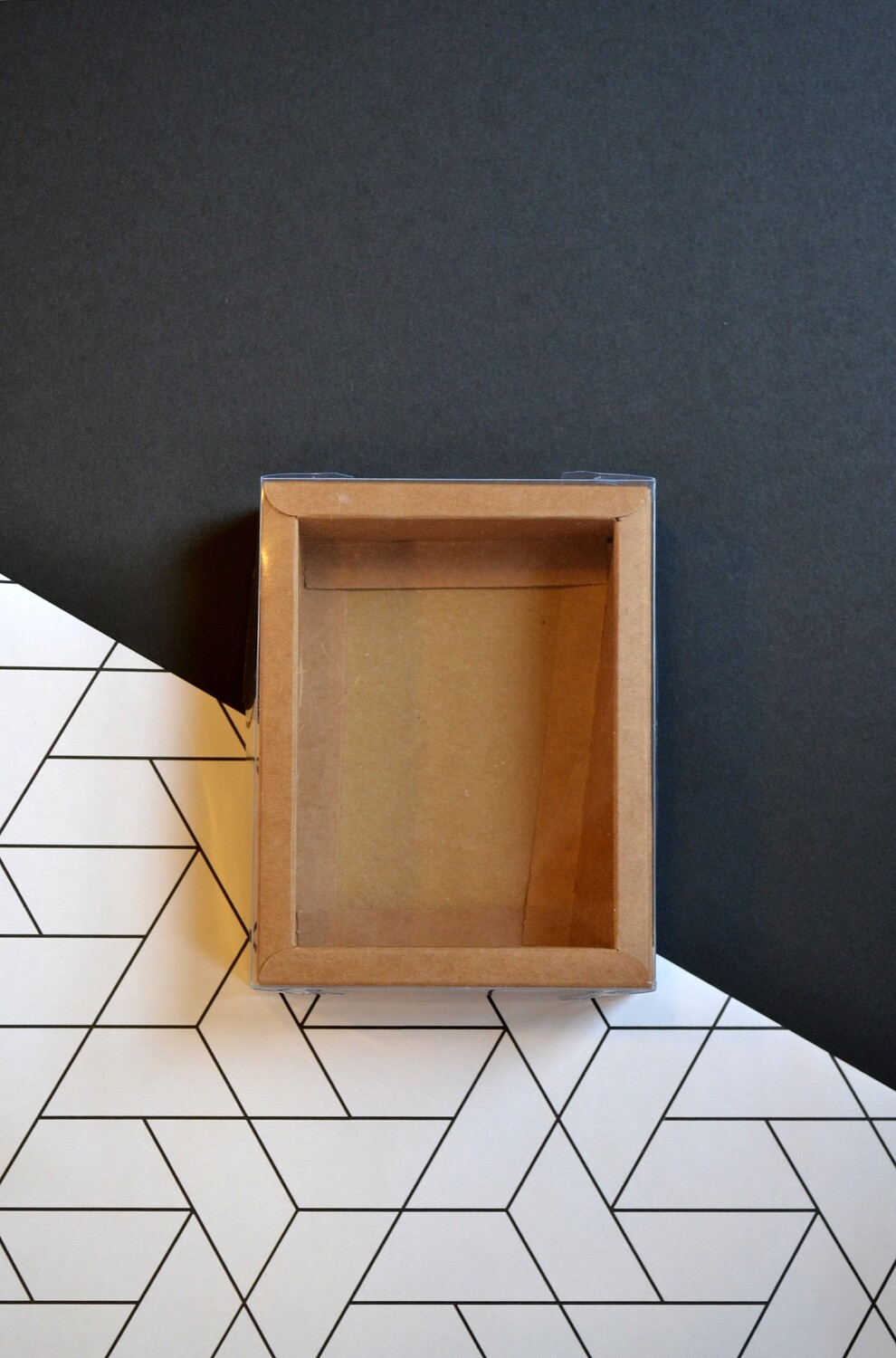 Chocolate Box with Kraft base and PVC lid. 110x142x35 mm Online Store