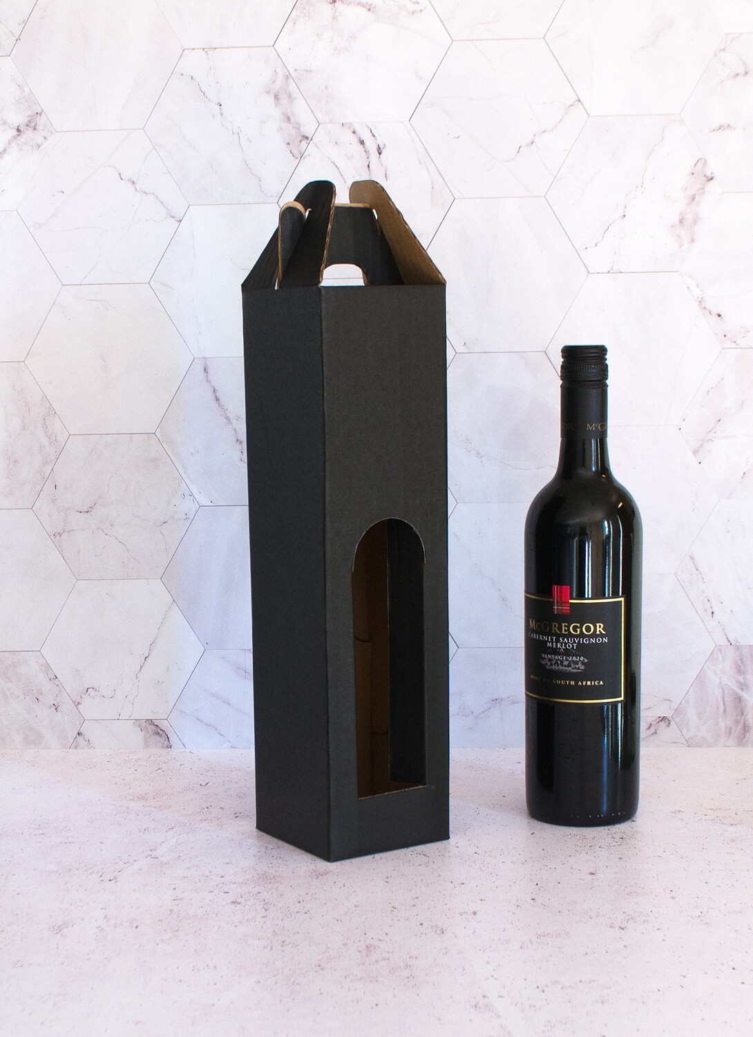 Single Wine Bottle Carrier Corrugated Black Boxes Core Pack