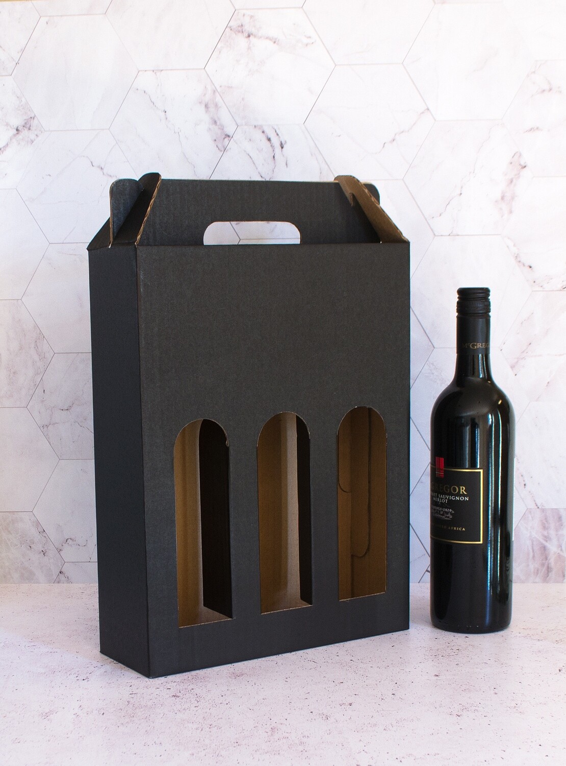 3 Bottle Wine Corrugated Box Black