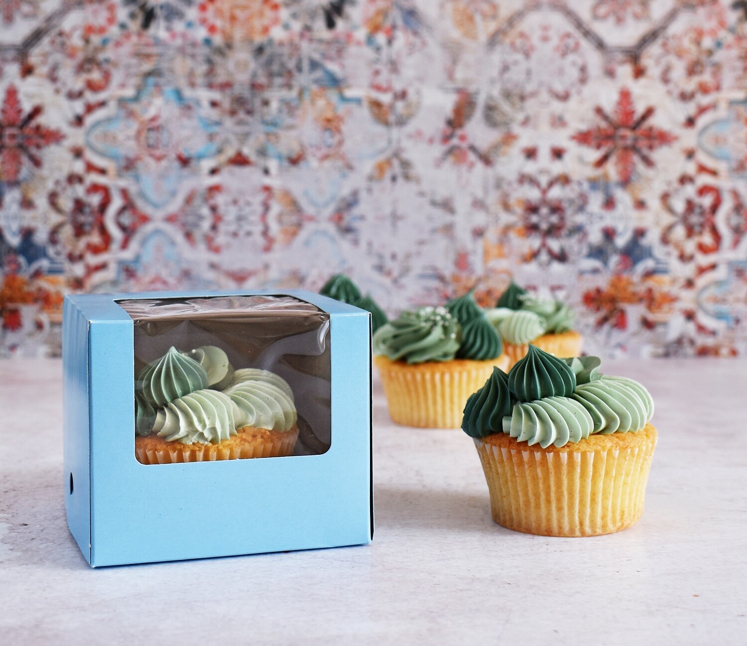 Single Cupcake Window Blue Boxes Core Pack Food Packaging